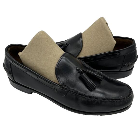 Florsheim Other - Florsheim Men's Loafer Dress Shoes Black Leather Moc Toe Tasseled Slip On 9.5 D